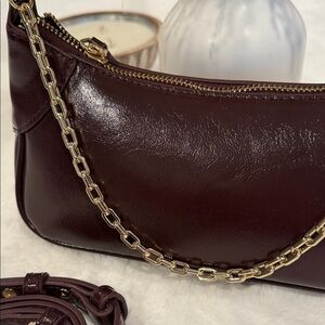 Mango Dark Burgundy Shoulder Bag with Chain